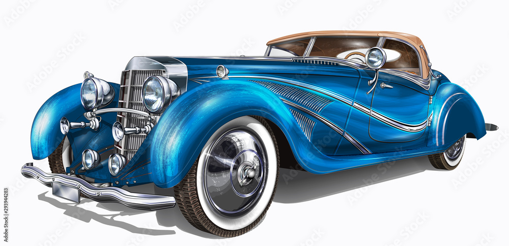 Retro car isolated on white background. Stock Vector | Adobe Stock