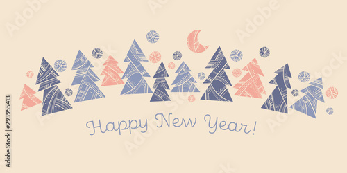 Pastel color winter forest geometric composition