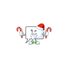 Poster - Santa with candy shape rectangle bubble cartoon character style.