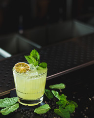 A green cocktail