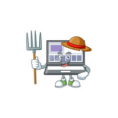 Poster - Farmer laptop with a cartoon character style