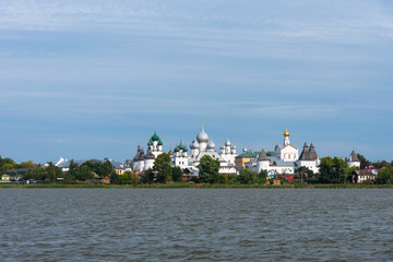 Picturesque aerial view of Kremlin in Rostov, Russia. The Golden Ring of Russia.