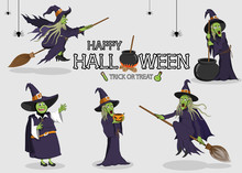 Collection Set Of Halloween Monster Costume Witch
