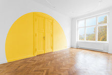 Empty Room With Colored Painted Wall - Home Decoration And Renovation Concept   -