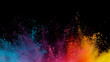 Leinwanddruck Bild - Explosion of colored powder on black background