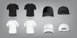 © sabelskaya - T shirt and baseball cap mockup set in black and white color