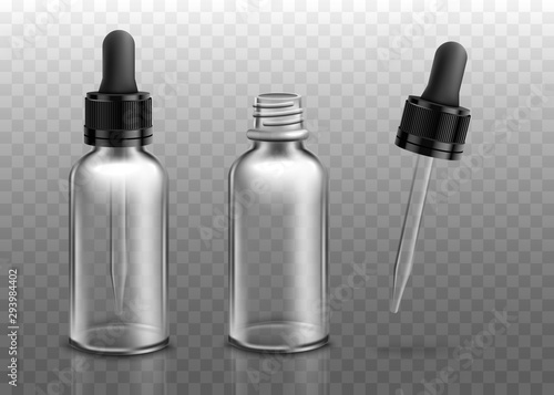 Fotomural Glass dropper bottle mockup isolated on transparent background