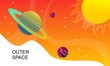 Outer space vector illustration with abstract shape and planets