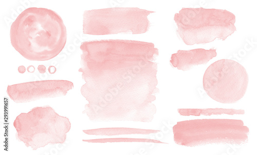 Fotomural Blush pink watercolor stains Paint stropke washes Kit of splashes