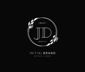 Wall Mural - J D JD Beauty vector initial logo, handwriting logo of initial signature, wedding, fashion, jewerly, boutique, floral and botanical with creative template for any company or business.
