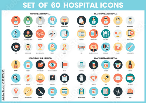 Cuadros en Lienzo Hospital icons set for business,