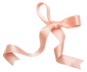Wall Mural - pink ribbon curl isolated on white background. pink ribbon bow and curl isolated on white background