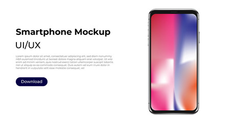 Wall Mural - vector smartphone mockup. 3d illustration of a modern cell phone with frameless blank screen. templa
