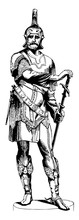 Armor Figure Was Sculpted By Austrian Sculptor Fernkorn, Vintage Engraving.