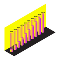 Aufkleber - Infographic template chart. Vector infographic. Presentation design. Template design element. Business concept. Decoration element. 3d neon. Digital marketing concept. Isometric infochart, diagram.