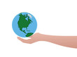© marijaobradovic - Hand hold world globe. vector