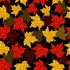 Wall Mural - autumn seamless background of maple leaves in polygon style