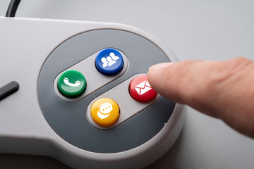 Contact us icon on colorful game controller