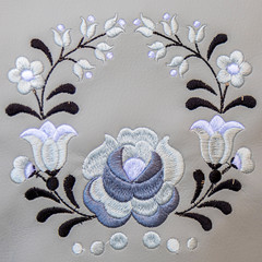 Background with detail of traditional Hungarian folk embroidery handmade