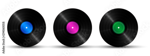 Cuadros en Lienzo Set musical record, vintage vinyl - stock vector