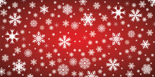 Red Snowflake Background With Transparent Snowflakes - Vector