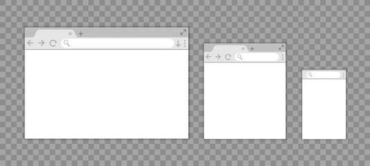 Aufkleber - Simple browser window in a flat style, design a simple blank web page, search in internet, template browser window on computer, tablet and mobile phone – vector