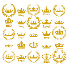 Crown Icon Set Heraldic Symbol Vector Illustration.