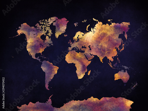 Fotografía Watercolor world map artistic design, superior quality, colorful textures, moder