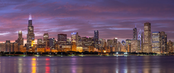 Canvas Print - Chicago downtown buildings skyline panorama