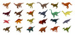 Dinosaur icons set. Isometric set of dinosaur vector icons for web design isolated on white background