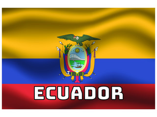 Ecuador Waving national flag with name of country, for background. original colors and proportion. Vector illustration symbol and element, from countries set