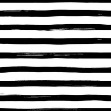 Vector Seamles Striped Pattern. Hand Drawn Grunge Black And White Stripes.