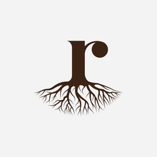 Letter R With Root Logo Design Vector Template