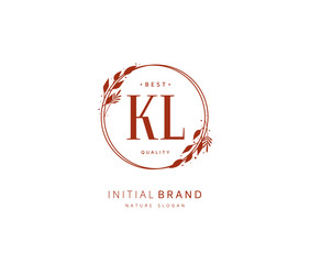 K L KL Beauty vector initial logo, handwriting logo of initial signature, wedding, fashion, jewerly, boutique, floral and botanical with creative template for any company or business.