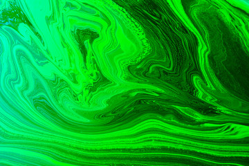Wall Mural - abstract green acrylic pour liquid marble surfaces design.