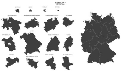 Wall Mural - political map of germany isolated on white background