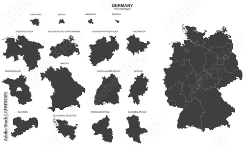 Cuadros en Lienzo political map of Germany isolated on white background