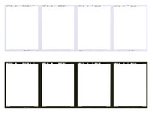 Film Strip Template, Empty Developed Black And White 120 Type (60mm) With 6x4.5 Frames In Negative And Positive Isolated On White Background With Work Path.