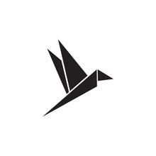 Origami Style Of Bird Logo Design Vector Template
