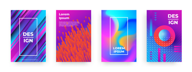 Wall Mural - abstract posters. modern geometric colorful gradient shapes with pattern elements on vibrant covers 