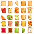 © nsit0108 - Toast icons set. Cartoon set of toast vector icons for web design
