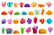 Coral icons set. Cartoon set of coral vector icons for web design