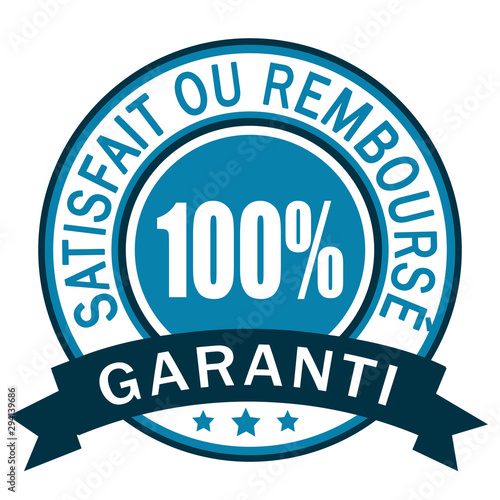 Fotografía Garanti 100% satisfait ou remboursé. Icône bleu.