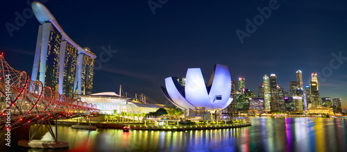 Marina Bay and Singapore city skyline at night Canvas Print