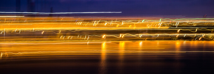 Light trails on dark background