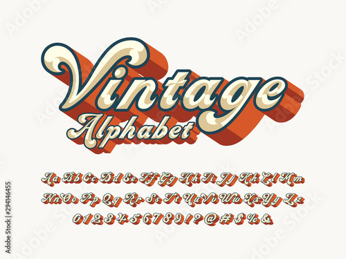 Vector of groovy hippie style alphabet design