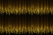 Christmas Digital Glitter Sparks Golden Particles Strips Flowing On Black Background, Holiday Event Festive