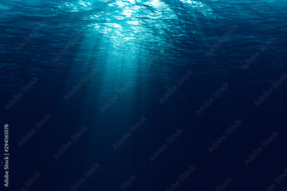 perfectly seamless of deep blue ocean waves from underwater background ...