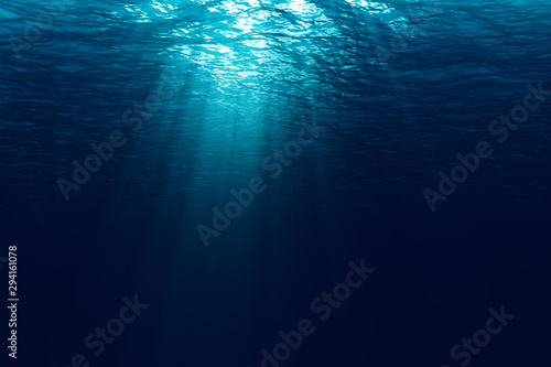 Fotomural perfectly seamless of deep blue ocean waves from underwater background with micr