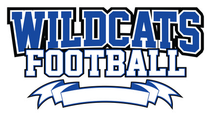 wildcats football with banner is a team design template that includes text and a blank banner with s